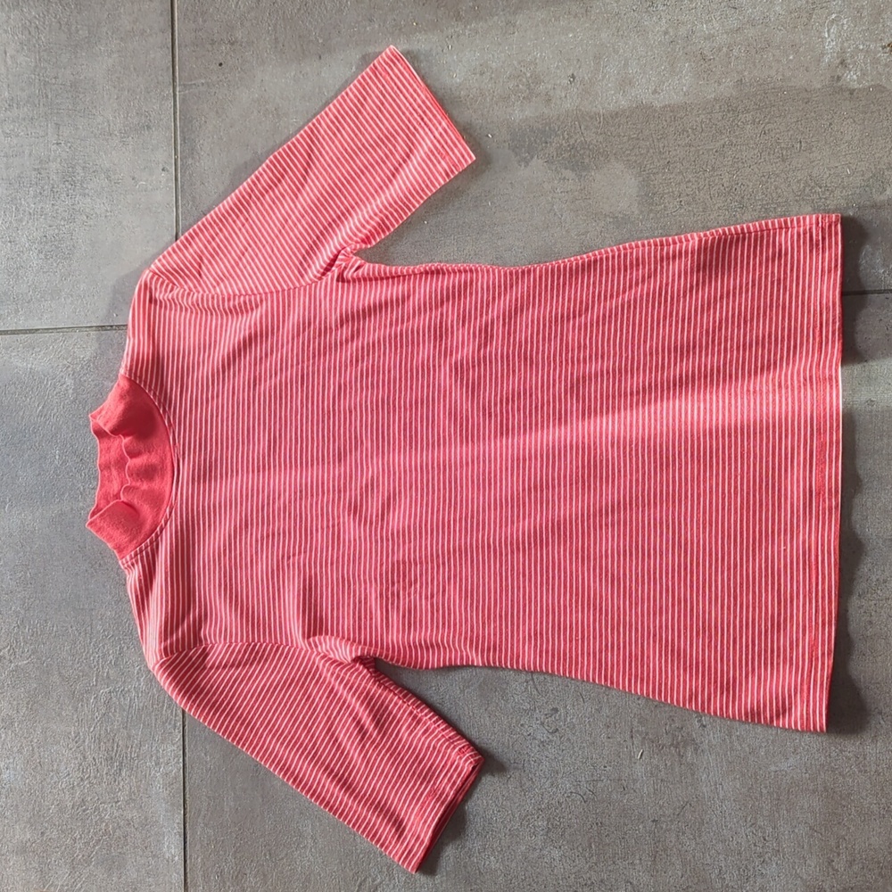 T.La Red and White Stripe Mockneck Top